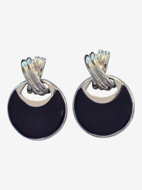 Cloisonne Drop Earrings Vintage Purple with Silver Tone Pierced